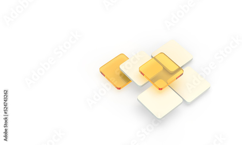 Abstract white, yellow tiles on a white background. 3d render on the topic of business, work, money. Modern minimal style.
