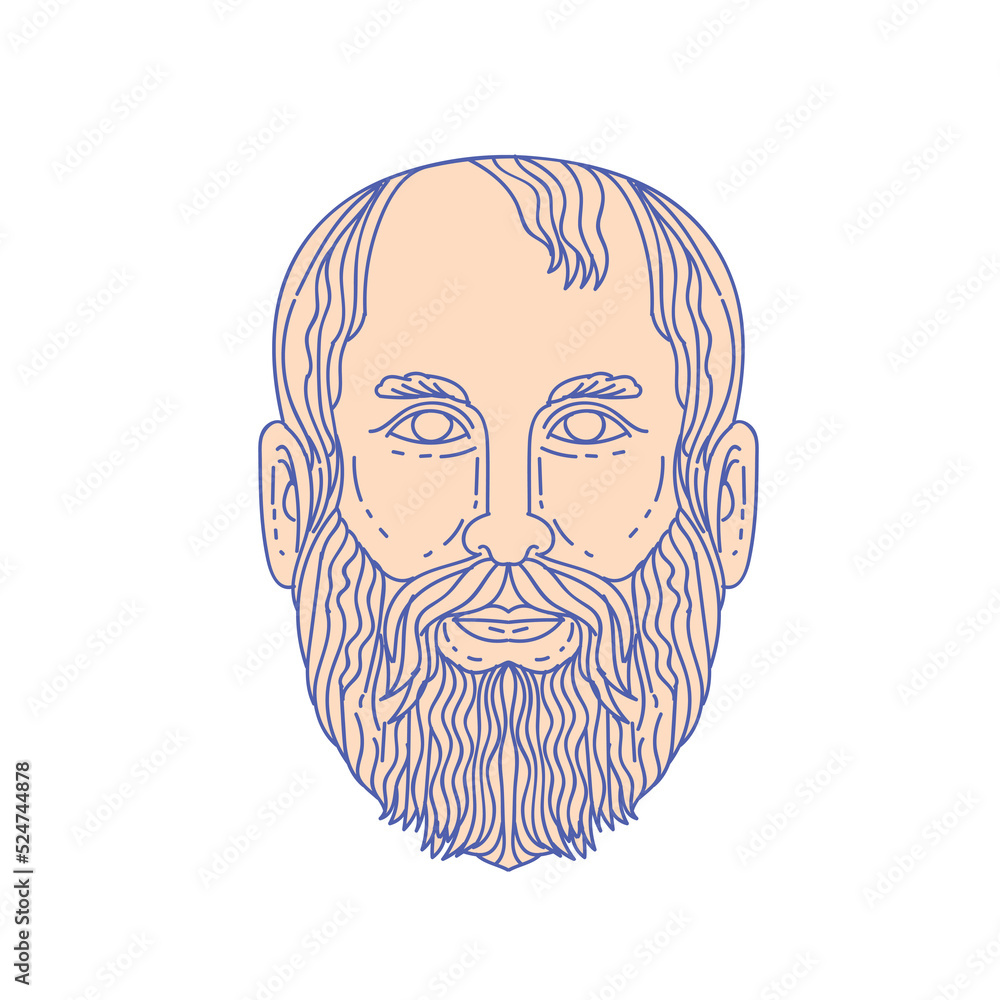 Plato Greek Philosopher Head Mono Line Plato Greek Philosopher Head Mono Line