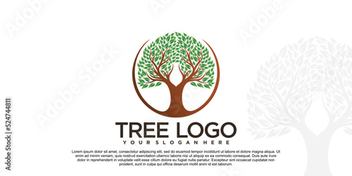 Tree logo design template Premium Vector