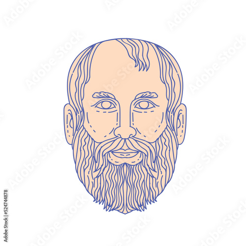 Plato Greek Philosopher Head Mono Line
