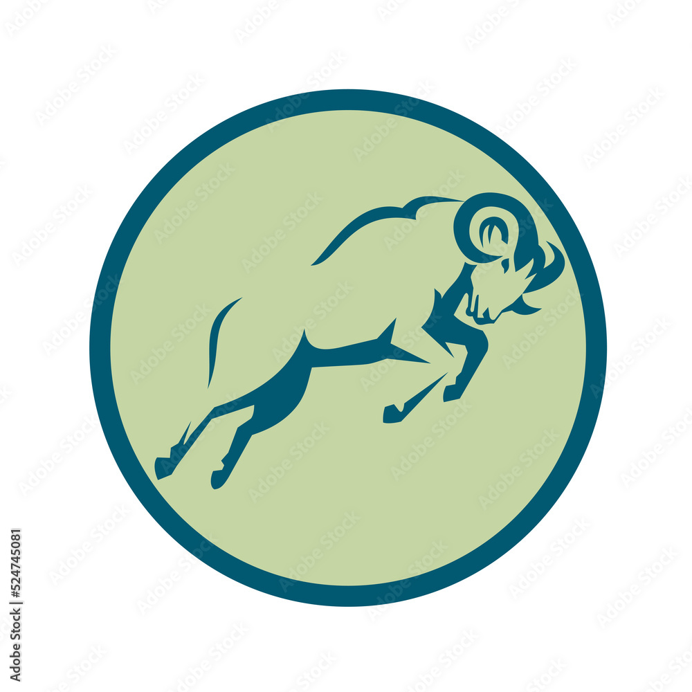 Obraz premium Mountain Sheep Jumping Circle Icon