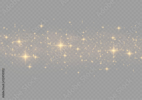 Starry gold dust, flash light spark, sparkle stars