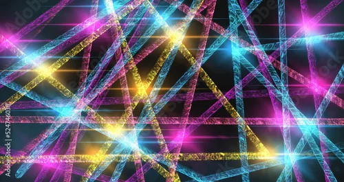 Obraz Abstract background of neon lines on a black background. Bright glare of light.