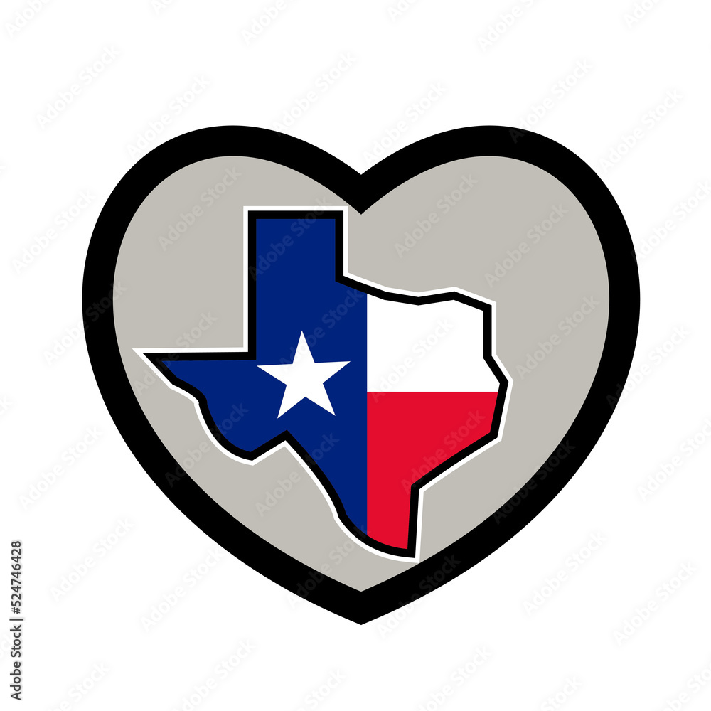Texas Flag Map Inside Heart Icon Texas Flag Map Inside Heart Icon