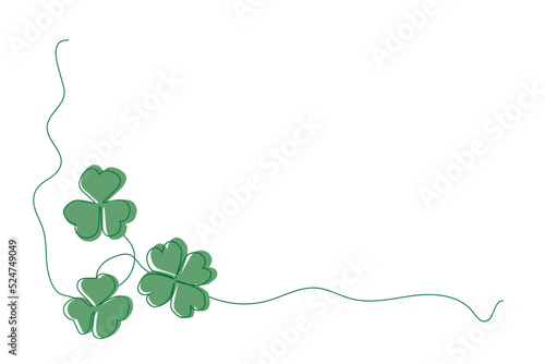 Green clover hand drawn vector illustration, four leaf clover doodle for St Patrick Day design