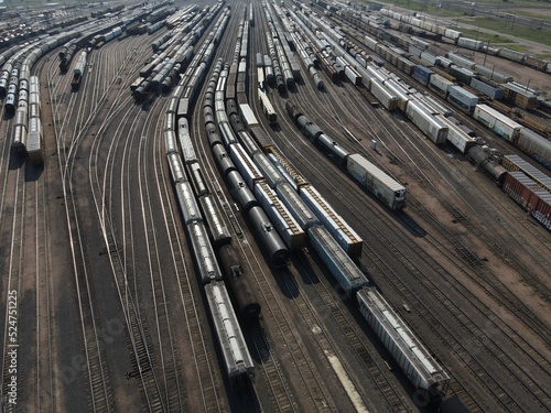 Aerial view of the rail yard