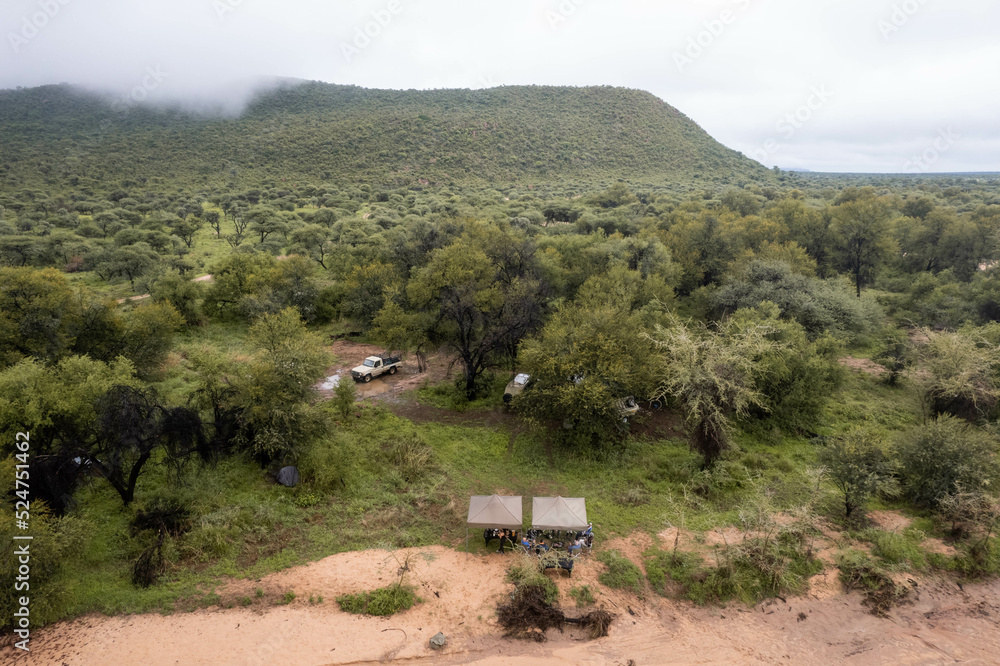 camping in the bush of namibian desert