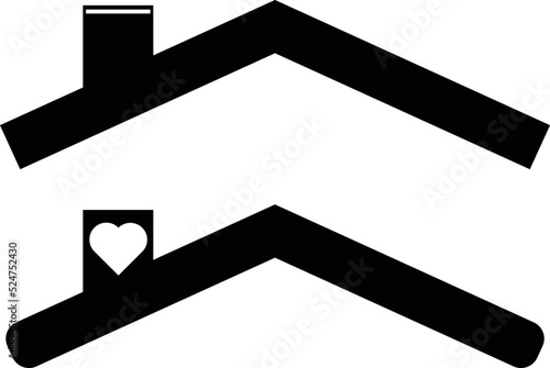 Roofs of houses with chimneys on white background, illustration. Insurance concept
