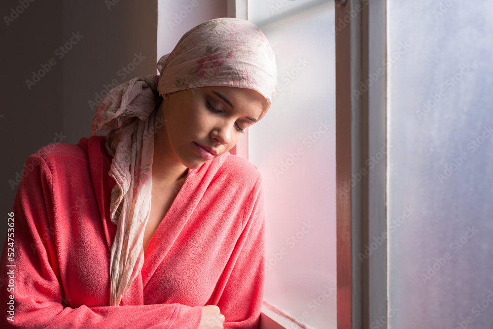 Portrait of the woman suffering from cancer in the hospital Portrait of the woman suffering from cancer in the hospital