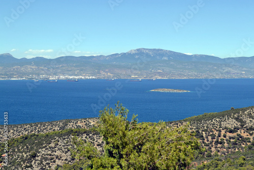 View of the Saronic gulf in Corinthia, Peloponnese, Greece.