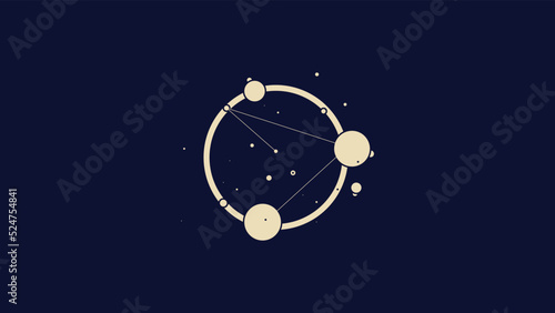 golden logo on which an abstract image of the constellation Ursa Major in a circle.