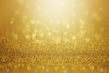 gold abstract heart shape background for valentine and Christmas.