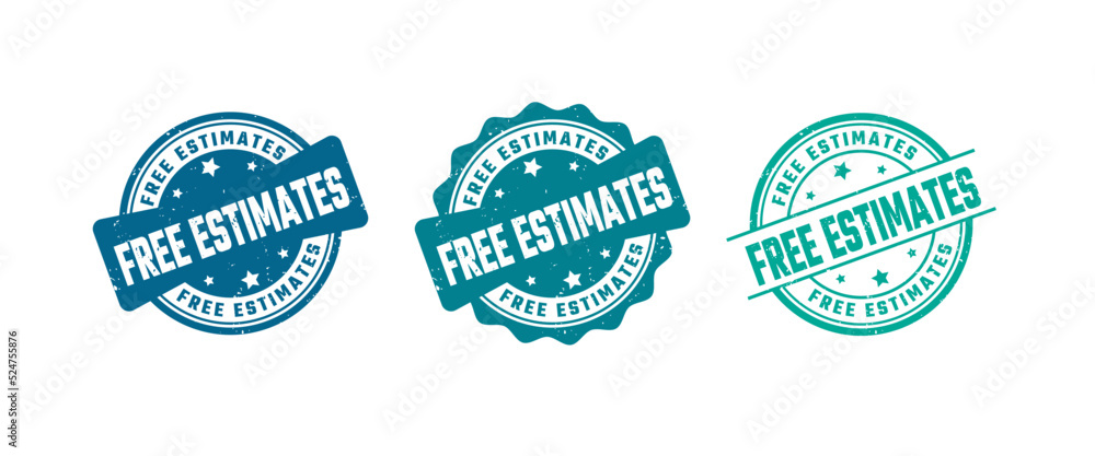 Free Estimates Sign or Stamp Grunge Rubber on White Background