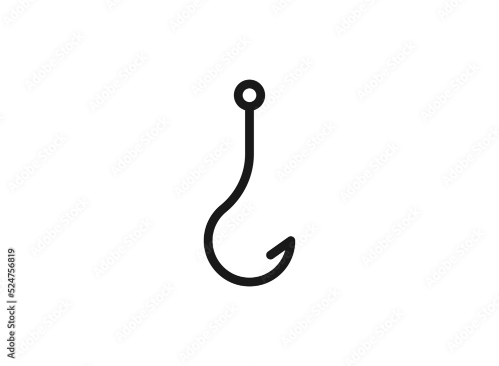 Fishing hook icon. Fish bait catch symbol. Vector isolated on white.