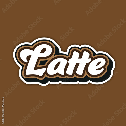 latte sticker text effect with modern and simple style, usable for logo or campaign title