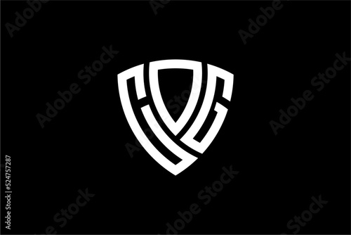 cog creative letter shield logo design vector icon illustration