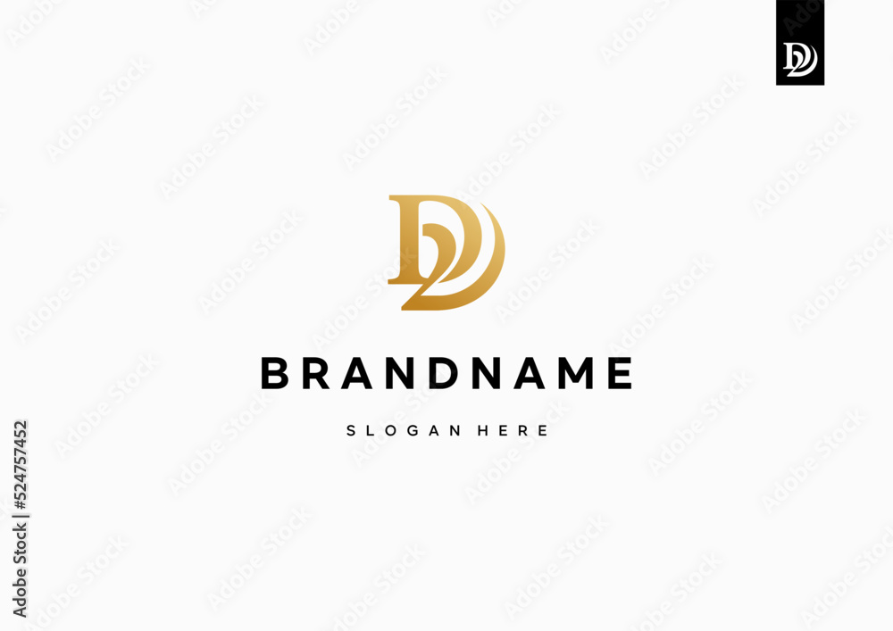 Letter D logo design, D2 monogram logo design minimal creative modern