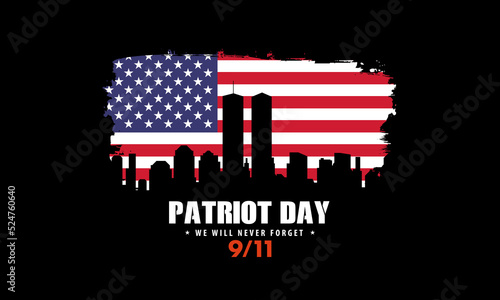 USA Never Forget September 11, 2001. Greeting Card, Banner, Poster. Vector Illustration.