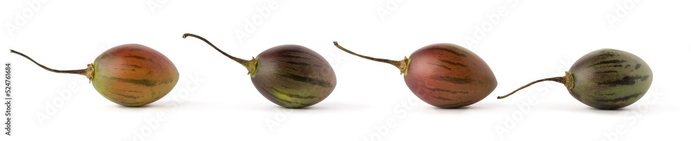 tamarillo or tree tomatoes isolated on white background, an egg-shaped edible fruits, collection