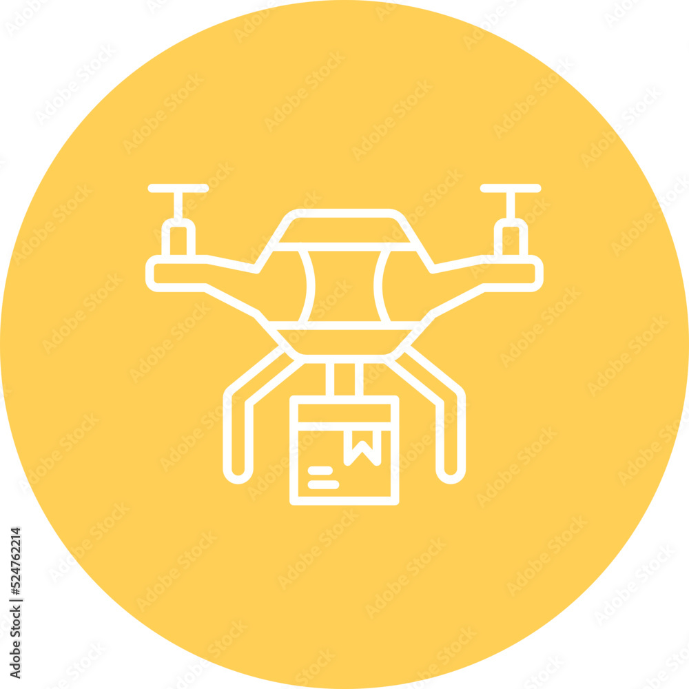 Drone Delivery Multicolor Circle Line Inverted Icon Drone Delivery Multicolor Circle Line Inverted Icon