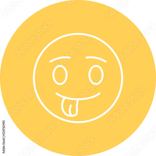 Tongue Out Multicolor Circle Line Inverted Icon