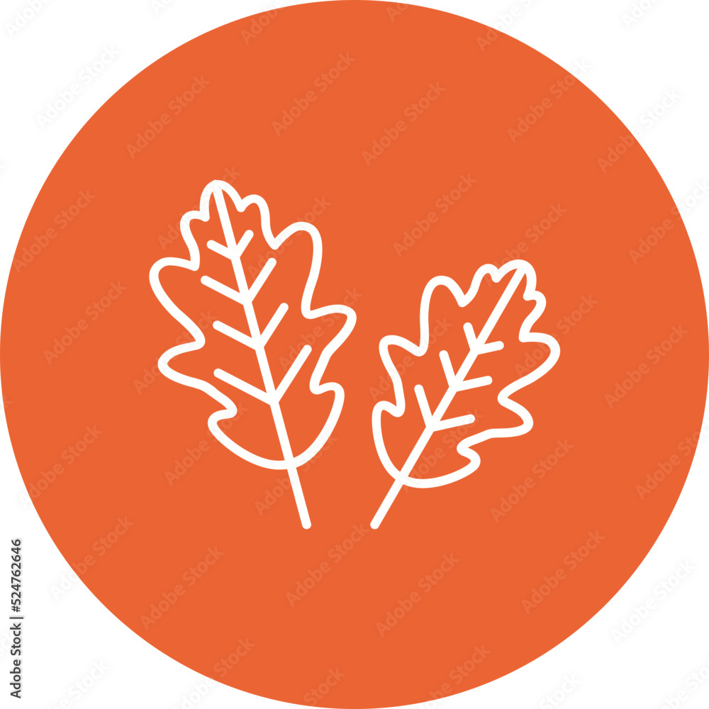 Oak Leaf Multicolor Circle Line Inverted Icon Oak Leaf Multicolor Circle Line Inverted Icon