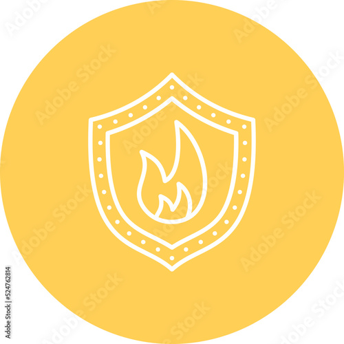 Fire Shield Multicolor Circle Line Inverted Icon