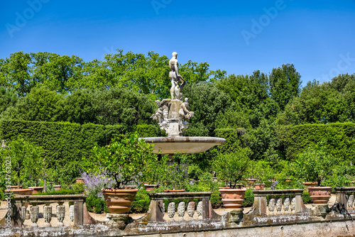 The historic Boboli Gardens and Pitti Palace in Florence Italy