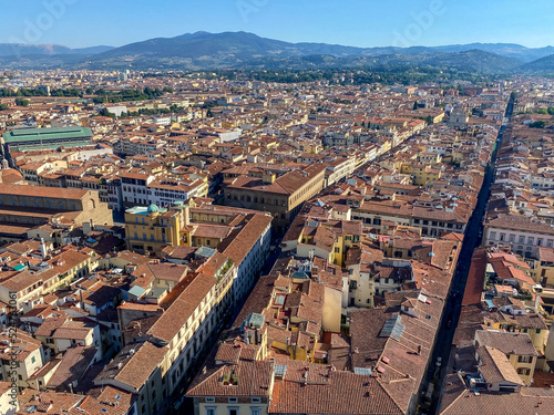 Aerial views of the skyline of Florence Italy seen from Giotto's Tower