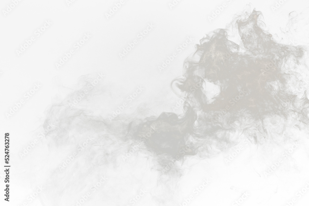 Dense Fluffy Puffs of White Smoke and Fog on transparent png Background, Abstract Smoke Clouds, Movement Blurred out of focus. Smoking blows from machine dry ice fly fluttering in Air, effect texture