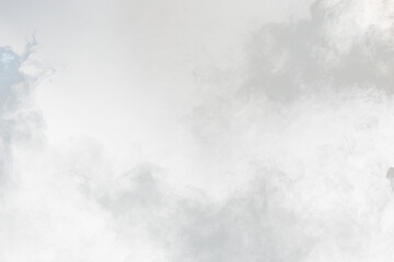 Dense Fluffy Puffs of White Smoke and Fog on transparent png Background, Abstract Smoke Clouds, Movement Blurred out of focus. Smoking blows from machine dry ice fly fluttering in Air, effect texture