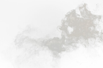 Dense Fluffy Puffs of White Smoke and Fog on transparent png Background, Abstract Smoke Clouds, Movement Blurred out of focus. Smoking blows from machine dry ice fly fluttering in Air, effect texture
