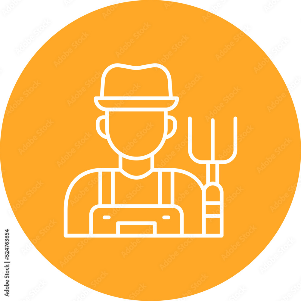 Farmer Multicolor Circle Line Inverted Icon Farmer Multicolor Circle Line Inverted Icon