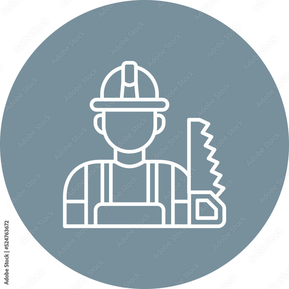 Carpenter Multicolor Circle Line Inverted Icon Carpenter Multicolor Circle Line Inverted Icon