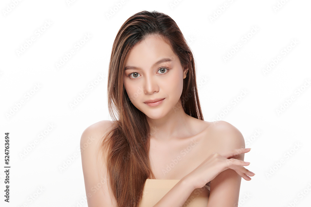 Beautiful young asian woman with clean fresh skin on white background, Face care, Facial treatment, Cosmetology, beauty and spa, Asian women portrait. Beautiful young asian woman with clean fresh skin on white background, Face care, Facial treatment, Cosmetology, beauty and spa, Asian women portrait.