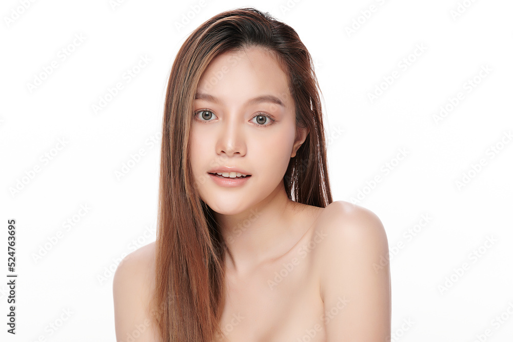 Beautiful young asian woman with clean fresh skin on white background, Face care, Facial treatment, Cosmetology, beauty and spa, Asian women portrait. Beautiful young asian woman with clean fresh skin on white background, Face care, Facial treatment, Cosmetology, beauty and spa, Asian women portrait.