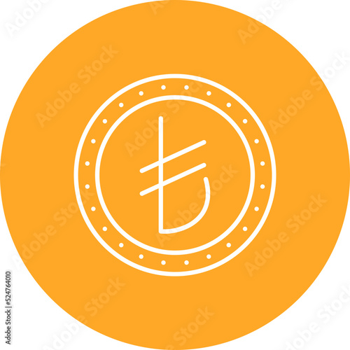 Turkish Lira Multicolor Circle Line Inverted Icon