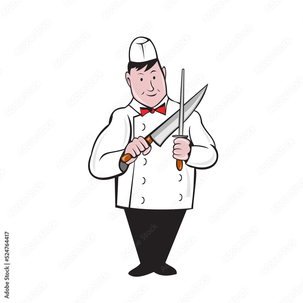 Butcher Sharpening Knife Cartoon Butcher Sharpening Knife Cartoon