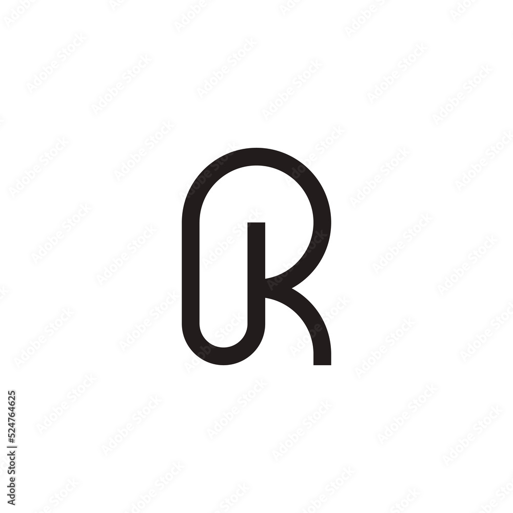 letter r k simple loop geometric line art logo vector - obrazy, fototapety, plakaty 