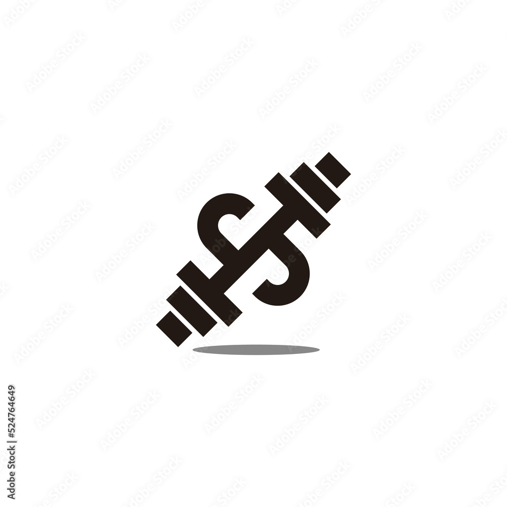 letter s dumbbell shadow 3d logo vector letter s dumbbell shadow 3d logo vector
