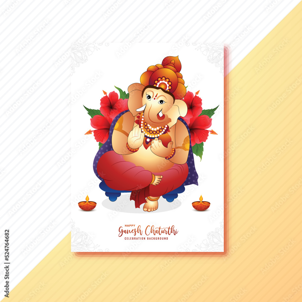 Naklejka premium Indian festival ganesh chaturthi brochure card background 