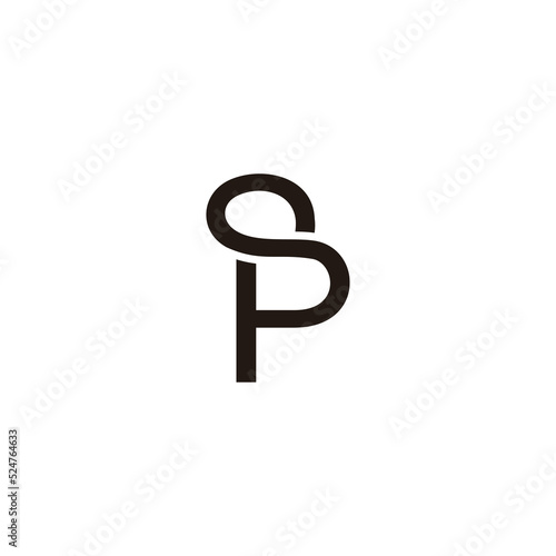 letter sp linked mono line logo vector