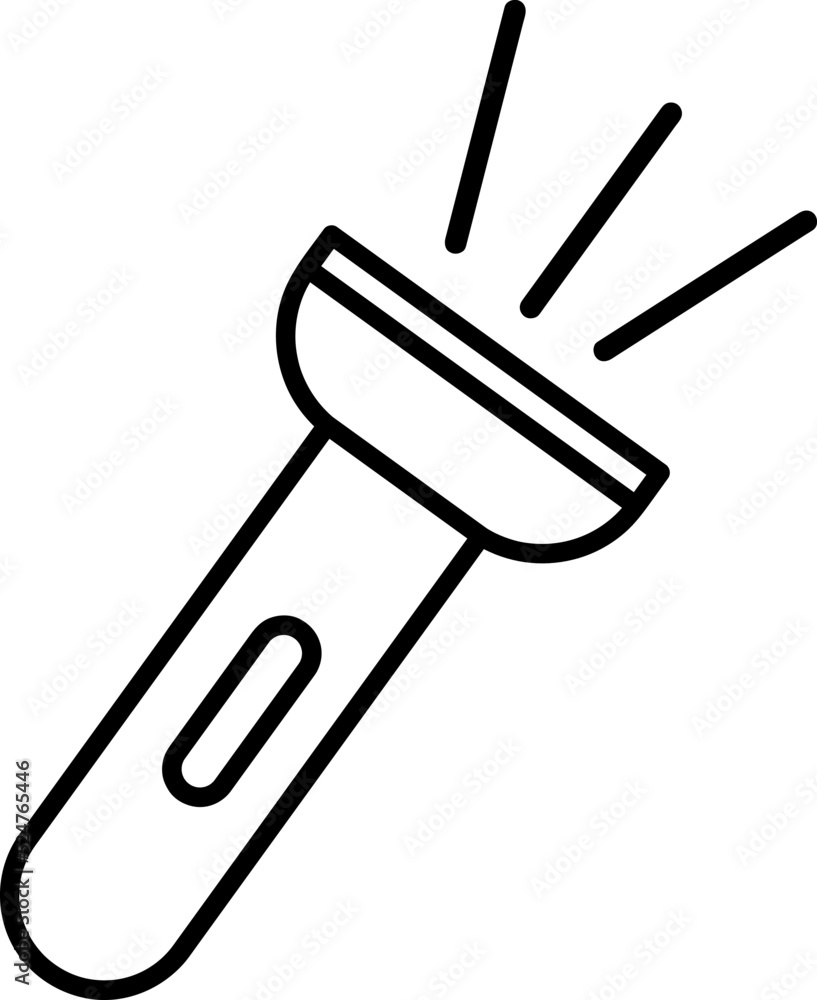 Line flashlight icon illustration isolated vector sign symbol on white background..eps Line flashlight icon illustration isolated vector sign symbol on white background..eps