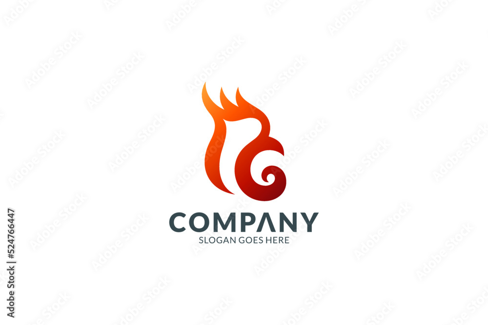 Fire rooster simple logo design Fire rooster simple logo design