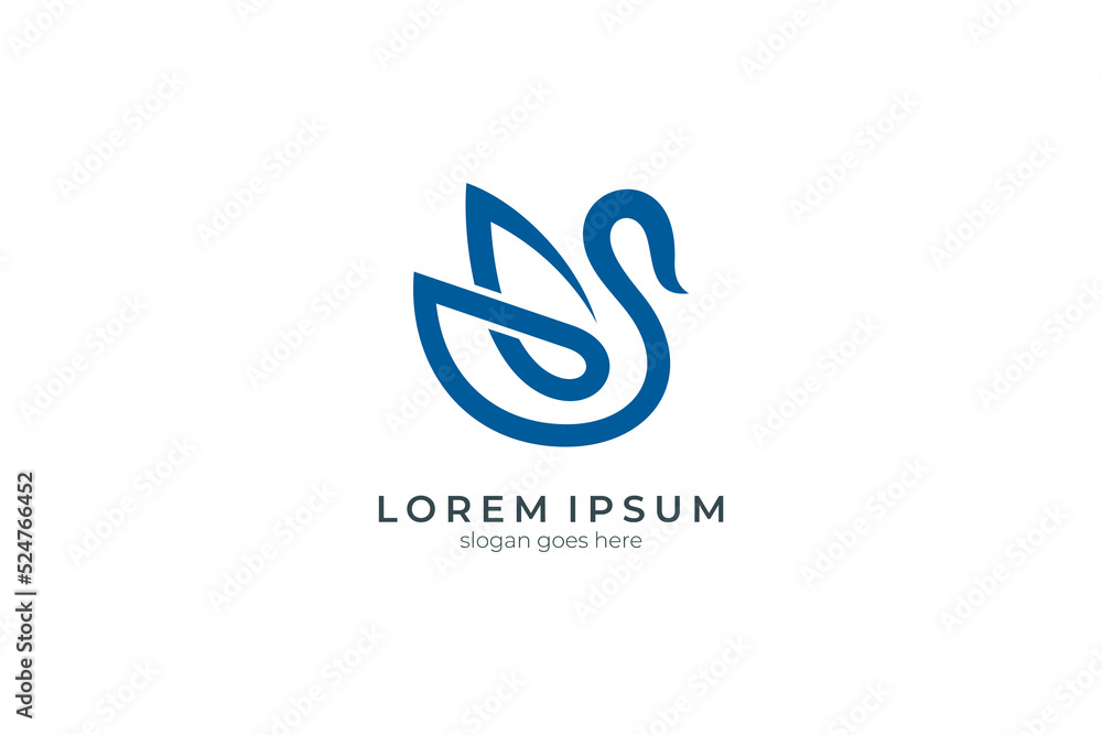 Simple swan or duck flat logo design Simple swan or duck flat logo design