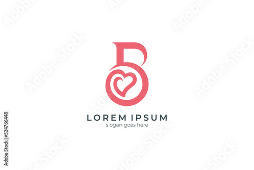 Letter B logo with heart shape