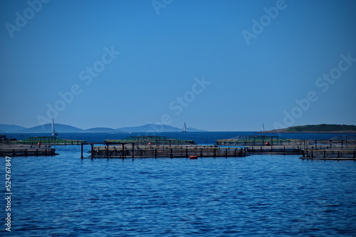 Cages of fish farm in Adriatic sea © Vedrana