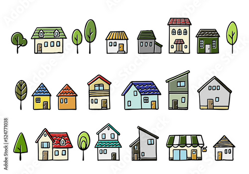 手描きの家のイラストセット