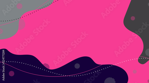 Abstract hand drawn organic shape pattern with circles and dot elements on pink background.
