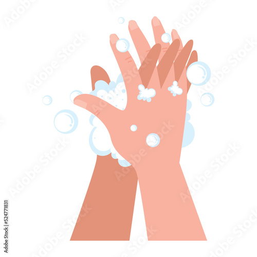 hands washing with bubbles